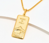 David Markstein Bronze 18K Plated Ingot Venice Pendant with 17 + 3" Chain